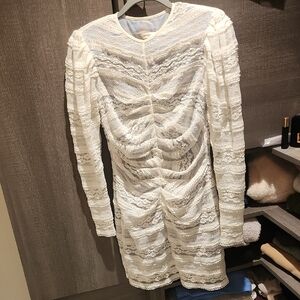 Chic Long Sleeve Lace Dress in White